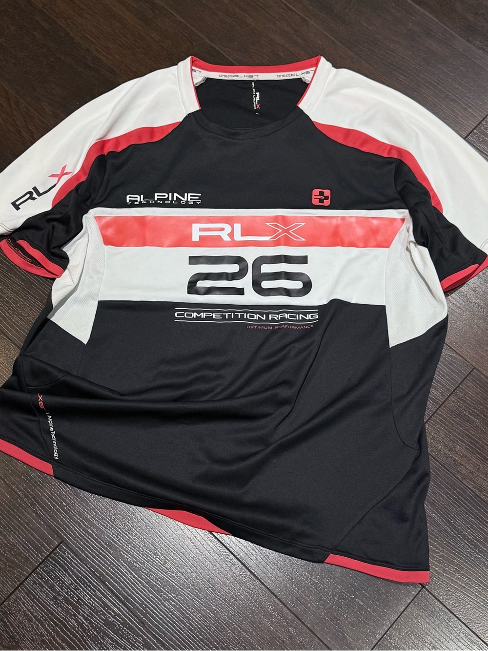Ralph Lauren RLX Black White & Red Racing Jersey - 26 Graphic
